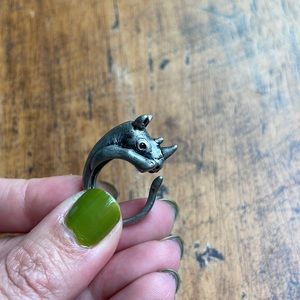 Pewter rhino ring